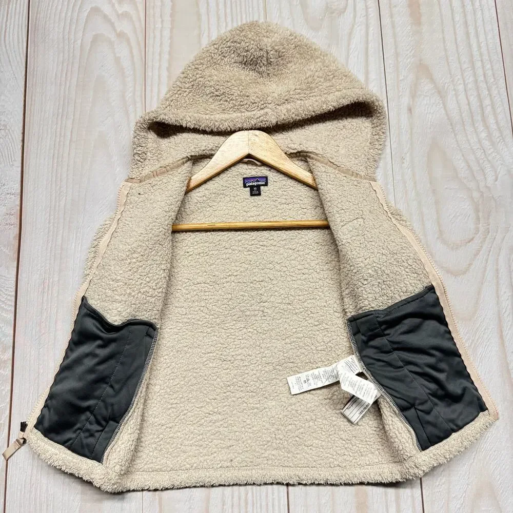 Patagonia Los Gatos Hoody Girls XS 5-6 Sherpa Pile Fleece Jacket Shroom Taupe